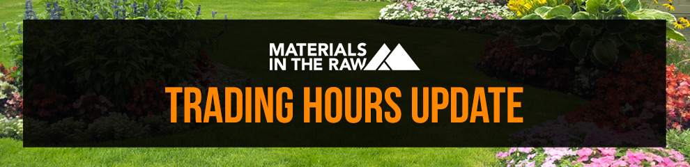 Materials In The Raw will be closed Saturday 20/11
